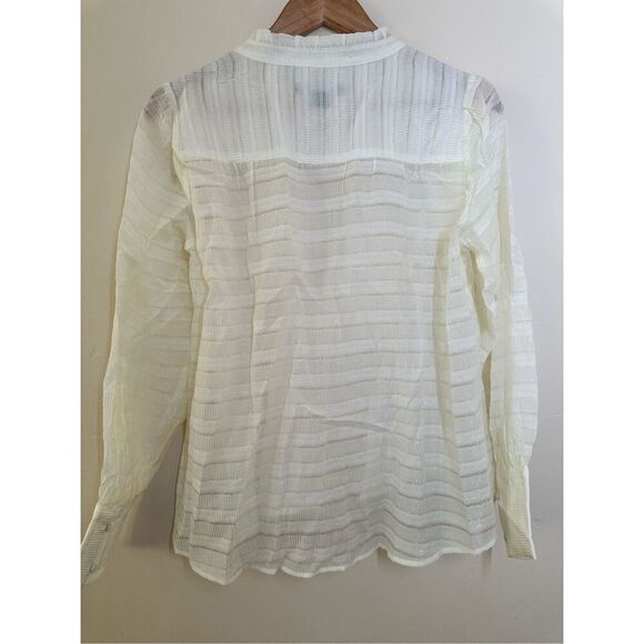 Sanctuary Cream Sheer Fabric Button Front Top Size Small - Picture 3 of 3